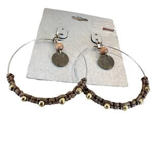 2009 boho beaded wrapped hoop dangle earrings NWT